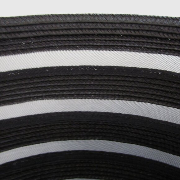 TALL Breton Sheer Church Hat Black Horsehair Pouf Satin Bow - Picture 9 of 12